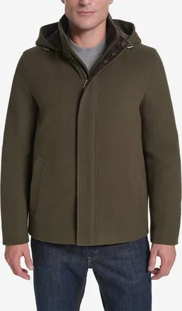 Cole Haan Mens Hooded Wool Field Coat - Medium Green Size Large