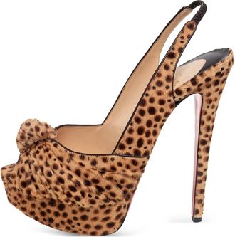 Christian Louboutin Pumps Jenny con stampa leopardata 145mm - Marrone