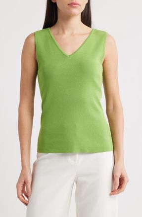 Tahari by ASL V-Neck Sweater Tank in Fern at Nordstrom, Size X-Small