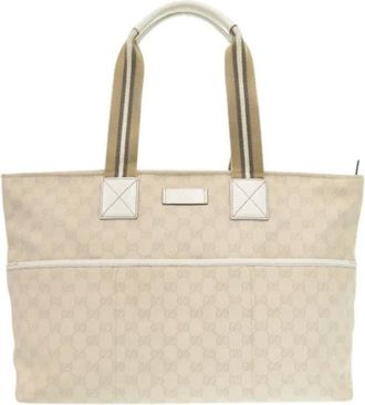 Gucci Pre-owned Tote Bags, female, Beige, Size: ONE SIZE Pre-owned Canvas gucci-bags