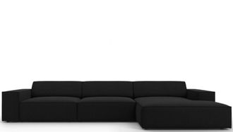 BLOOMINGLOFT 4-Sitzer Design Ecksofa Jodie mit Chaiselongue rechts - Strukturstoff