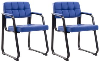 Clp Set de 2 sillas con patas de metal y asiento en Simil cuero Azul