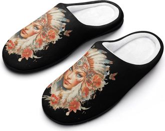 Generic Indians Women Butterflies Funny Mens Slippers Cotton Warm House Shoes Memory Foam Sandals Print Size 7-14
