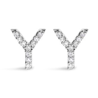House of Brilliance 10K Gold 1/10 Cttw Diamond Initial A to Z Stud Earring