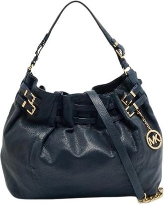 Michael Kors Pre-owned Leather Bucket Bag - Dames - Vintage Tas - Blauw - ONE Size - Leer - Vintage