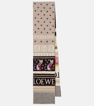 Loewe x Louis Wain Fair Isle wool-blend scarf