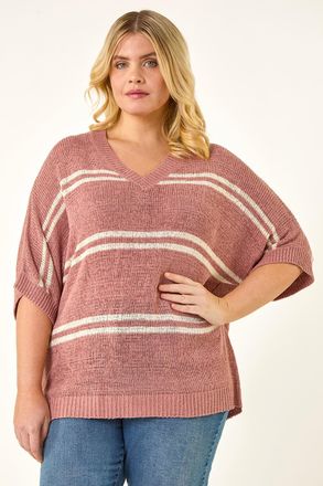 Roman Stripe V-Neck Knit Jumper