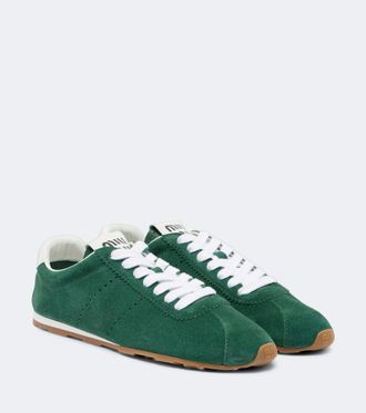 Miu Miu Plume leather-trimmed suede sneakers