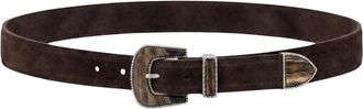 Alberto Luti 696/35 Su&egrave;de Riem - Heren - Riemen - Bruin - 105 CM - Su&egrave;de - Accessoires