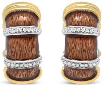 House of Brilliance 18K Gold Over Silver 9/10 Cttw Diamonds Huggie Hoop Earrings in Yellow at Nordstrom