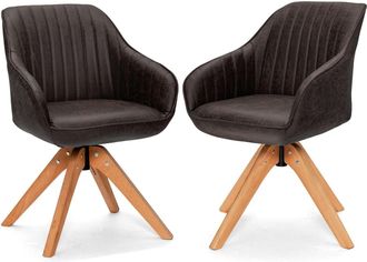 Costway Set of 2 Swivel Accent Chair Ergonomic Armchairs Writing Desk Chairs