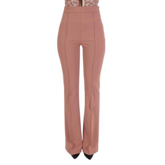 Elisabetta Franchi High Waist Broek met Bell Achterzakken - Dames - Wijde Broeken - Roze - L - Broeken