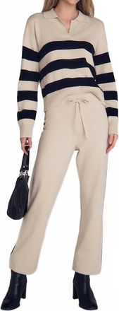 Bella Dahl Side Stripe Straight Leg Pant In Oat & Black
