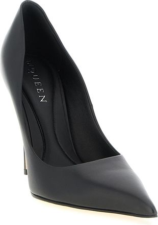 Alexander McQueen Womens Calfskin Leather Pointed-Toe Pump Black
