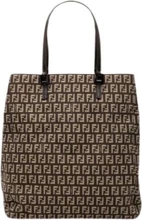 Fendi Pre-owned Tote Bags, female, Brown, Size: ONE SIZE Pre-owned Canvas Tote Bag