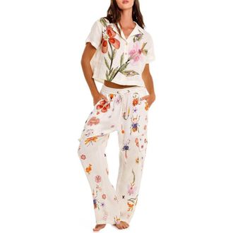 Agua Bendita Serafina Mbar Cover-Up Linen Pants in White at Nordstrom, Size Large
