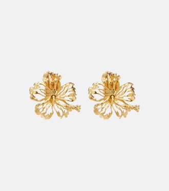 Oscar De La Renta Hibiscus clip-on earrings