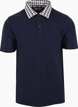 Aquascutum Mens AQUASCUTUM CLUB CHECK COLLAR POLO NAVY - Size: 42