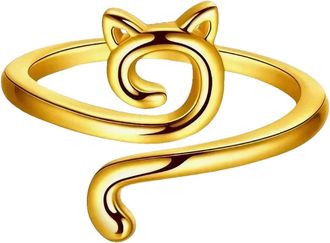 Generic Rings for Women Yarn Ring Cat Kitty Ears Adjustable Size Crochet Ring Beginner Knitting Crocheting Gift Crochet Tension Regulator Tool Finger Ring Gif