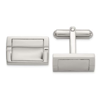 Diamond2Deal Stainless Steel Polished Rectangle Cuff Links