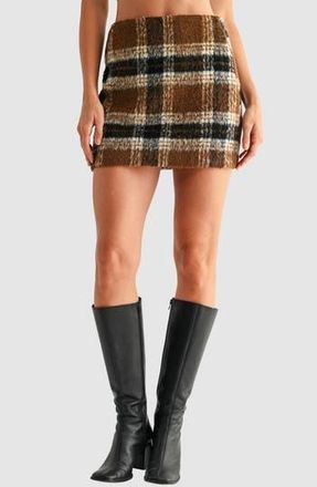 All in Favor Plaid Miniskirt in Brown Navy at Nordstrom Rack, Size X-Small