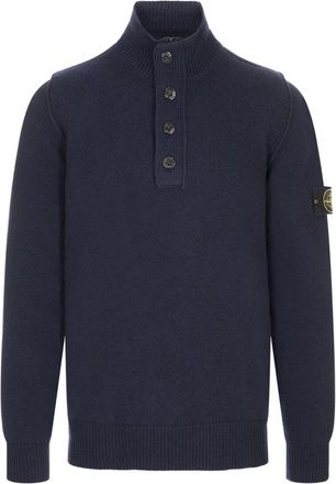 Stone Island Turtlenecks, male, Blue, M, Blue Wool Blend Jumper