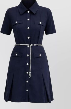 Michael Kors short sleeve dress chain belt pockets