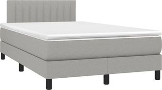 vidaXL Vidaxl - Cama Box Spring Con Colch&oacute;n Y Led Tela Gris Claro 120x190 Cm