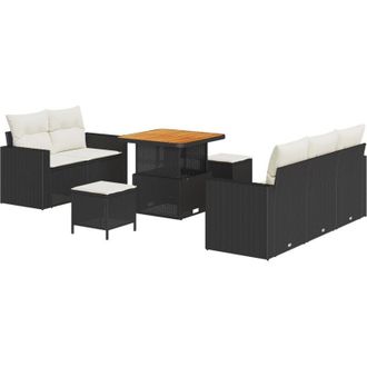 vidaXL Vidaxl - Garden Sofa Set Manual 8 pcs Black and cream 80 x 80 x 71 cm