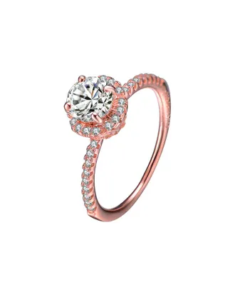 Genevive Rose Gold Vermeil Cz Ring