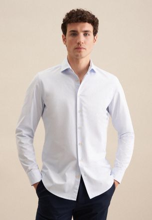 Seidensticker Businesshemd SEIDENSTICKER, Herren, Gr. XL (44), normale &Auml;rmell&auml;ngen, blau, 100% Baumwolle, unifarben, slim fit, 2-Knopf-Manschette, Hemden Businesshe