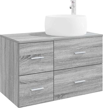vidaXL Juego De Muebles De Ba&ntilde;o 2 Uds. Sonoma Gris Vidaxl