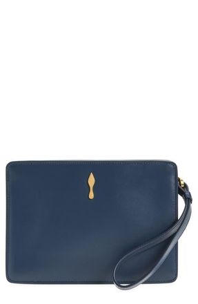 Christian Louboutin Small Bettina Leather Wristlet in Marine/Gold at Nordstrom