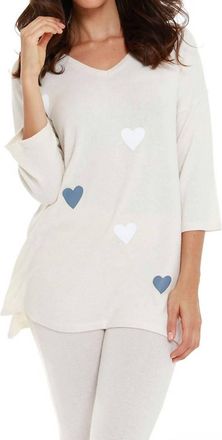 French Kyss Gabrielle Kashmira 3/4 Sleeve V-Neck Top In Beige