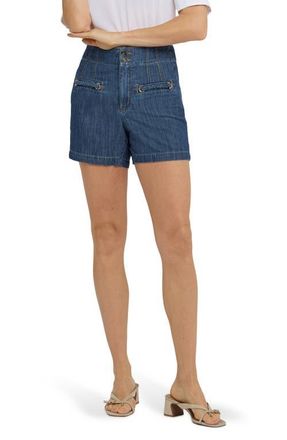 NYDJ Briella Embellished Welt Pocket Denim Shorts in Medium Indigo at Nordstrom, Size 10