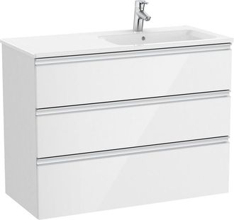 Roca Roca - Pack Unik Mueble Base De 3 Cajones + Lavabo A La Derecha The Gap Color: Blanco Brillo