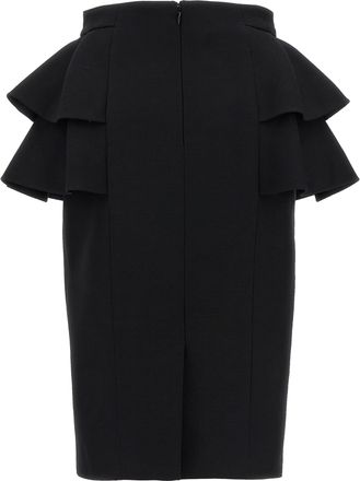 Valentino Garavani Womens Black Virgin Wool Midi Skirt