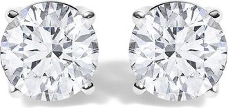 House of Brilliance 14K White Gold 1 1/10 Cttw Round Diamond Solitaire Stud Earrings