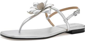 Michael Kors Jacie Thong Sandals Womens Sandals Silver : 6.5 M, Leather