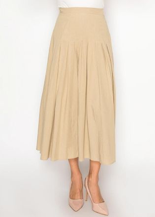 YAL New York Pleated A-Line Skirt - Beige