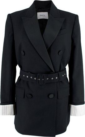 Racil Black Double Breasted Belted Tuxedo Blazer Size XXS