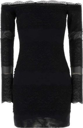 Blumarine Net Dress W/Lace - Dames - Feestkleedjes - Zwart - S - Kleedjes