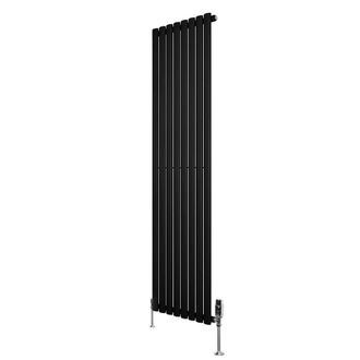 MonsterShop Oval Single Column Radiator & Valves - 1800mm x 480mm - Black