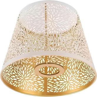 OEM L&aacute;mpara De Pie Peque&ntilde;a Con Pantalla Blanca E27/e26, Dise&ntilde;o Floral Tallado En Hierro, Dise&ntilde;o Moderno Para El Hogar/sala De Estar, 13x19x15cm