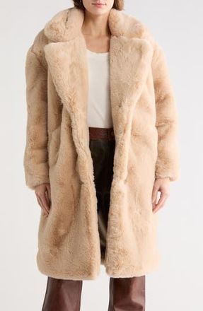 Blank NYC Faux Fur Long Coat in Oatmeal Crush at Nordstrom Rack, Size X-Small