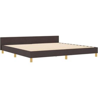 vidaXL Bed Frame with Headboard Dark brown 200 x 200 cm Fabric Vidaxl