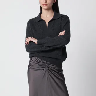 Victoria Beckham Maglione Genevieve in misto cashmere grigio m&eacute;lange