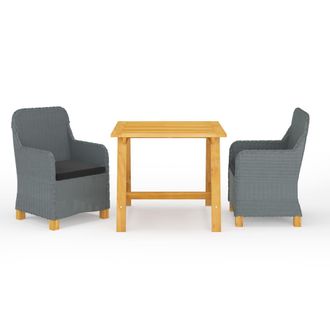 vidaXL Juego De Comedor Para Jard&iacute;n 3 Piezas Gris Claro Vidaxl