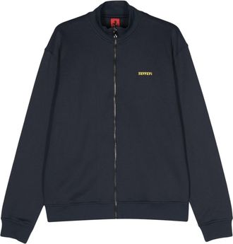 Ferrari rubberised-logo zipped sweatshirt - men - Cotton/Polyamide - M - Blue