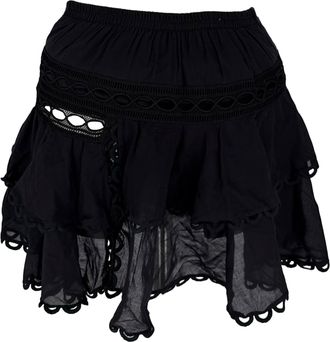 Charo Ruiz Ibiza Charo Ruiz Lace-Trimmed Mini Skirt in Black Cotton